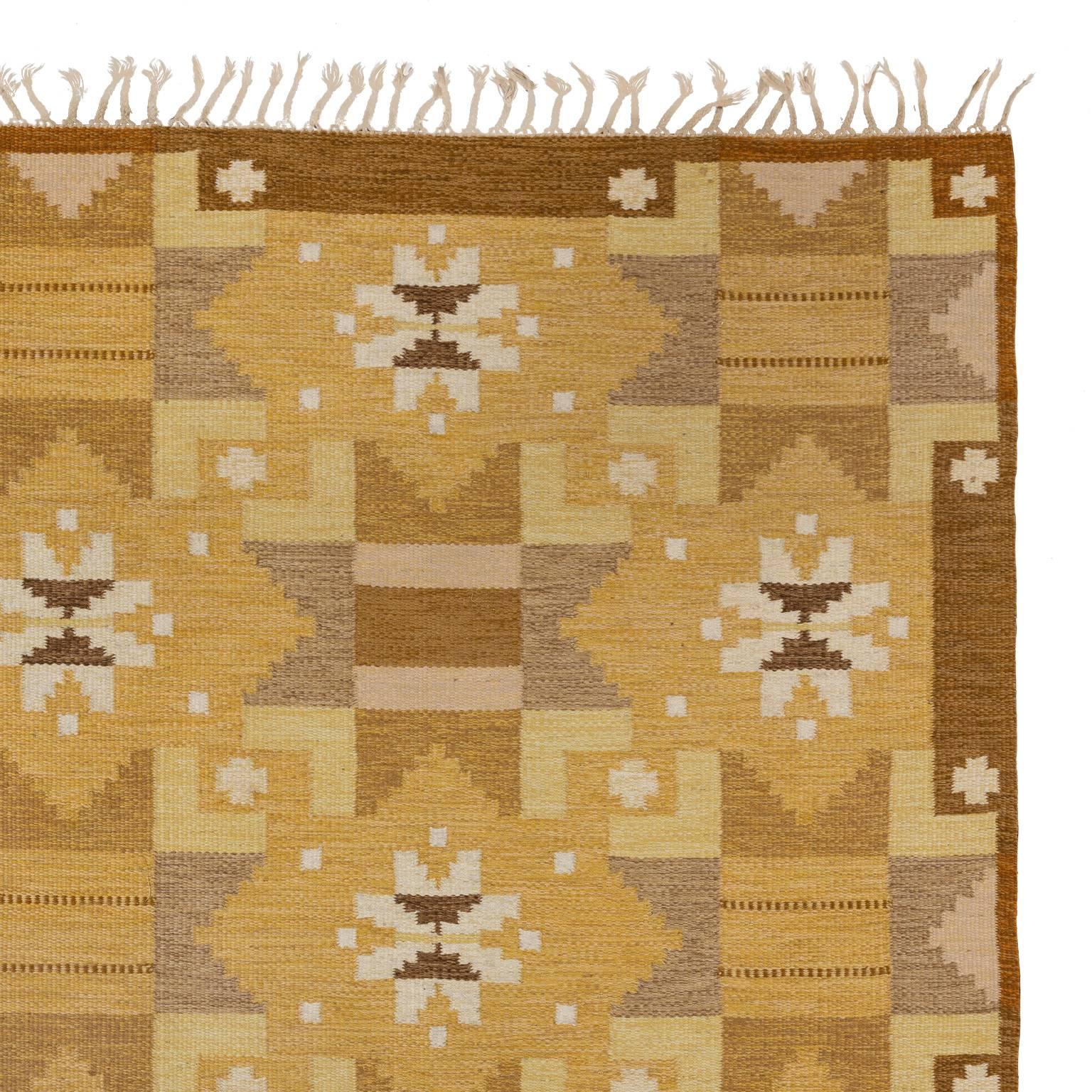 Hand-Woven Swedish Flat-Weave Rug by Ingegerd Silow For Sale