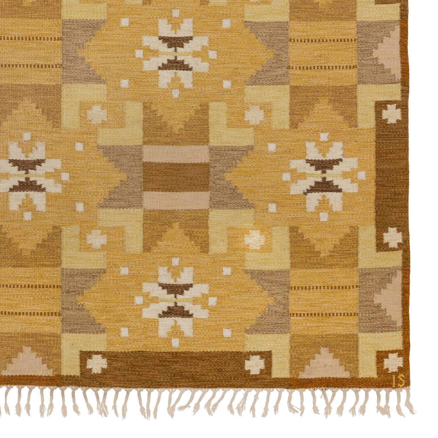 Swedish Flat-Weave Rug by Ingegerd Silow In Good Condition For Sale In Stockholm, SE
