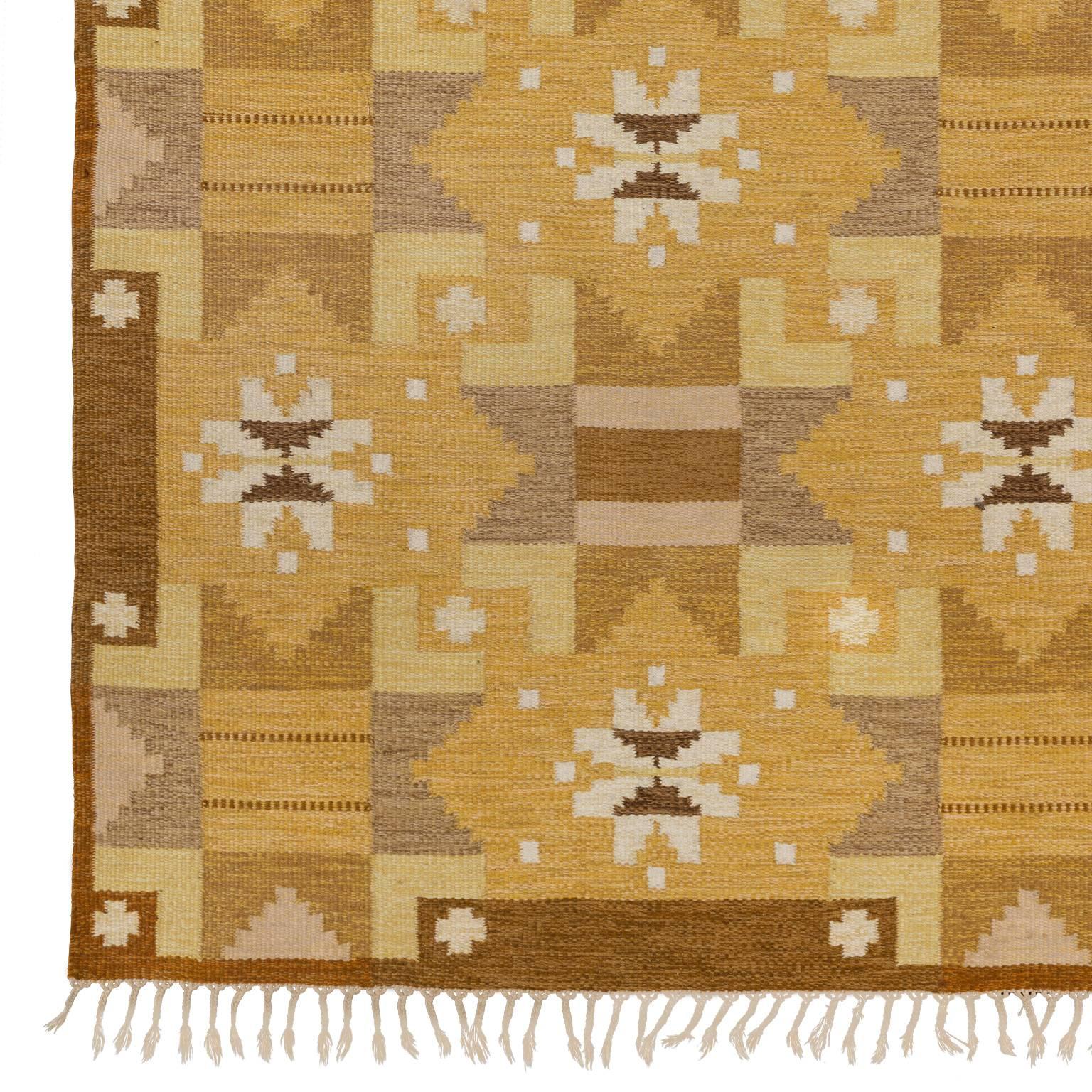 20th Century Swedish Flat-Weave Rug by Ingegerd Silow For Sale