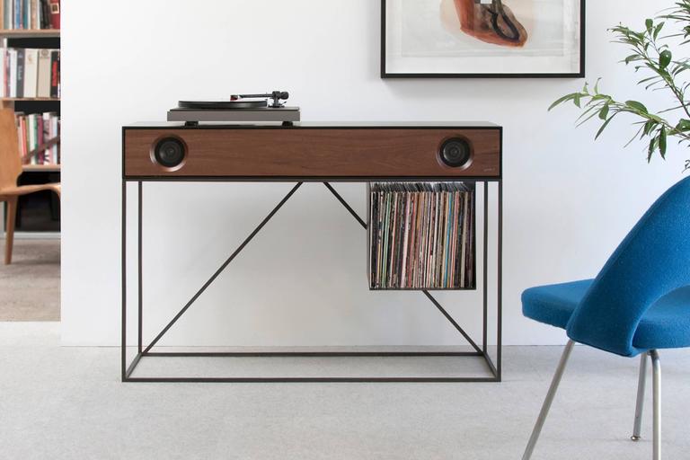 Stereo Console Table with Turntable Package and LP Storage For Sale at