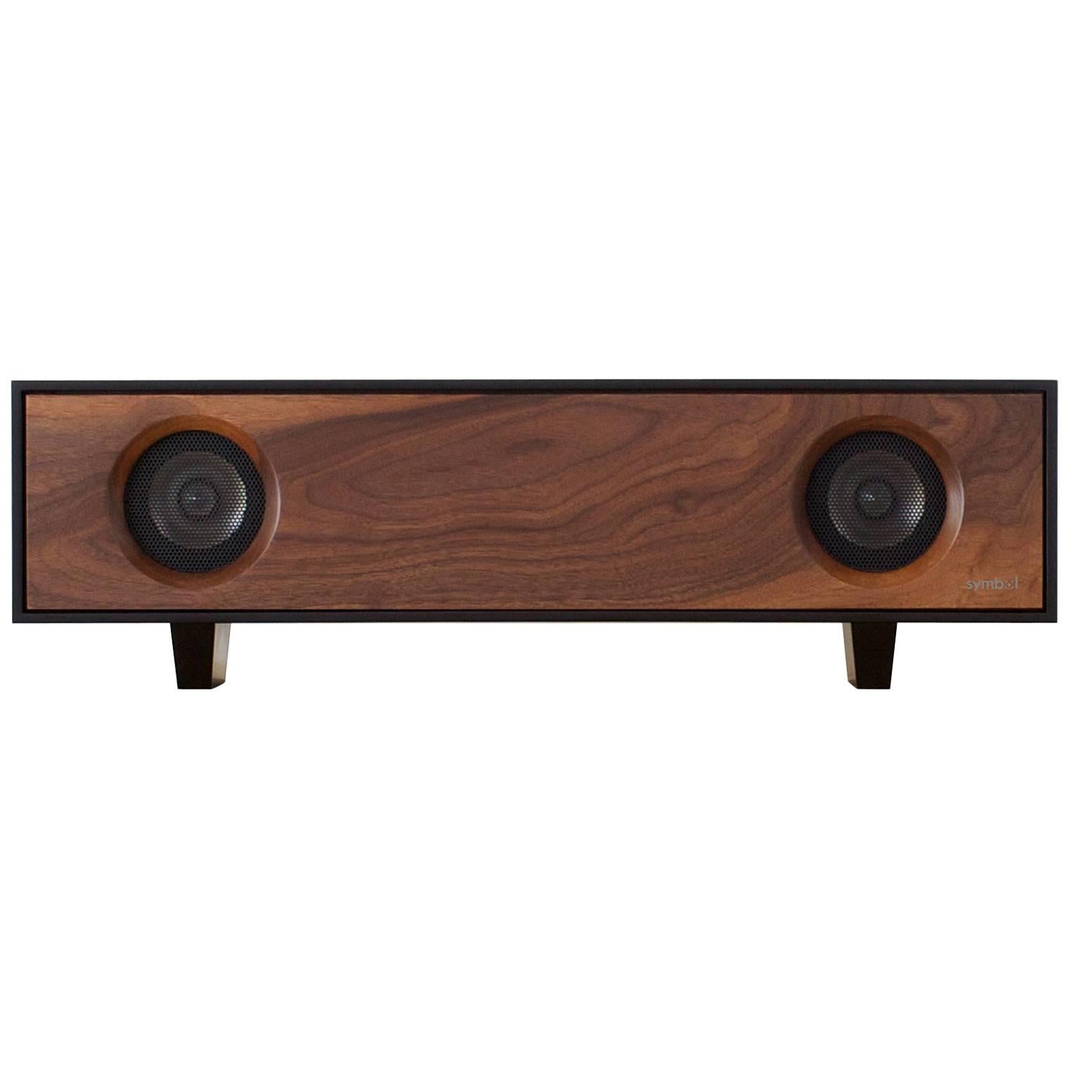 Contemporary Tabletop HiFi Speaker, Natural Walnut Cabinet with Natural Oak Speaker Front
