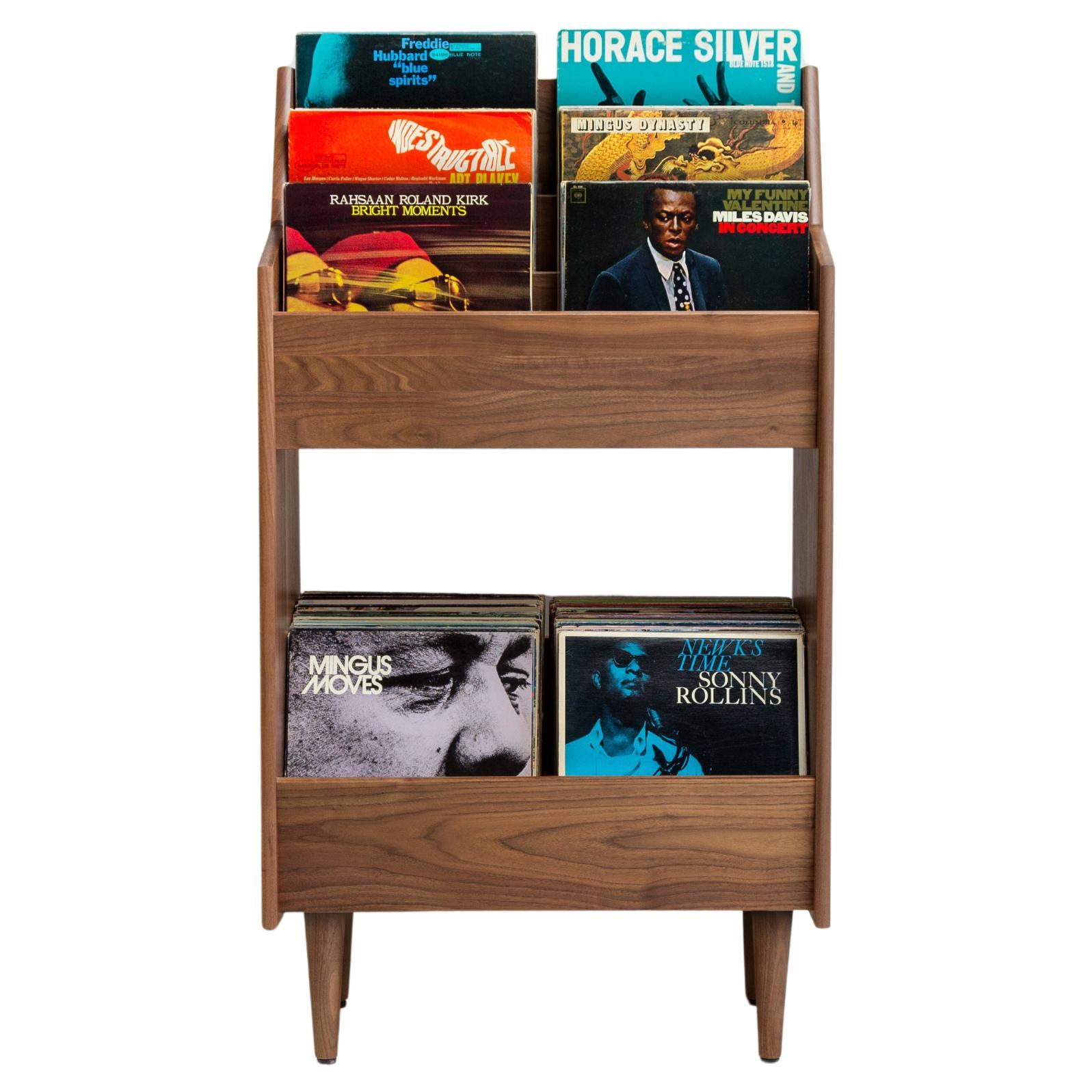 2 Bay Luxe Record Stand en noyer naturel