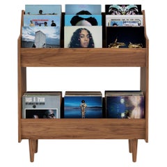3 Bay Luxe Record Stand en noyer naturel