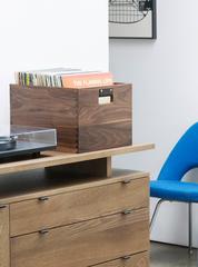 Massive Walnuss Schwalbenschwanz-Schallplattenkiste