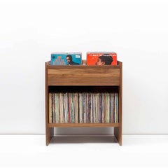 Unison Vinyl Record Storage Cabinet in Solid Natural Walnut