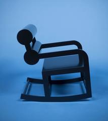 Waka Waka Contemporary Black Lacquered Double Cylinder Back Accent Rocking Chair