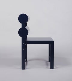 Waka Waka Contemporary Indigo Blue Lacquer Double Cylinder Dining Chair