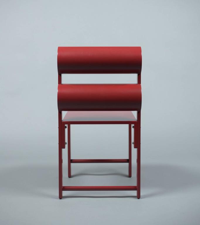 Waka Waka Contemporary Pompeii Red Lacquer Double Cylinder Dining Chair For Sale at 1stdibs