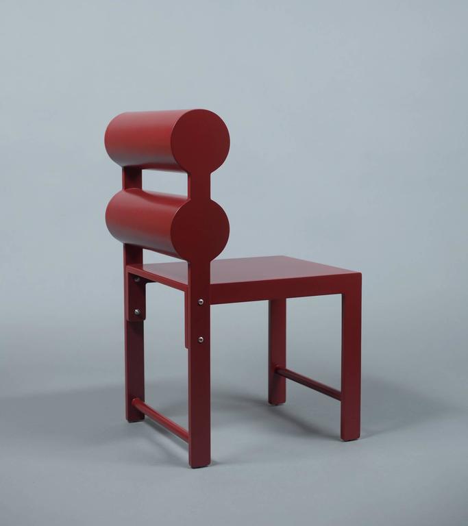 Waka Waka Contemporary Pompeii Red Lacquer Double Cylinder Dining Chair For Sale at 1stdibs