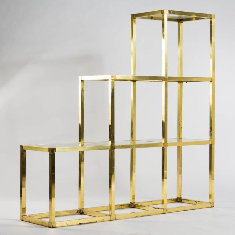 Italian Modern Brass and Glass Shelves by Romeo Rega at 1stDibs