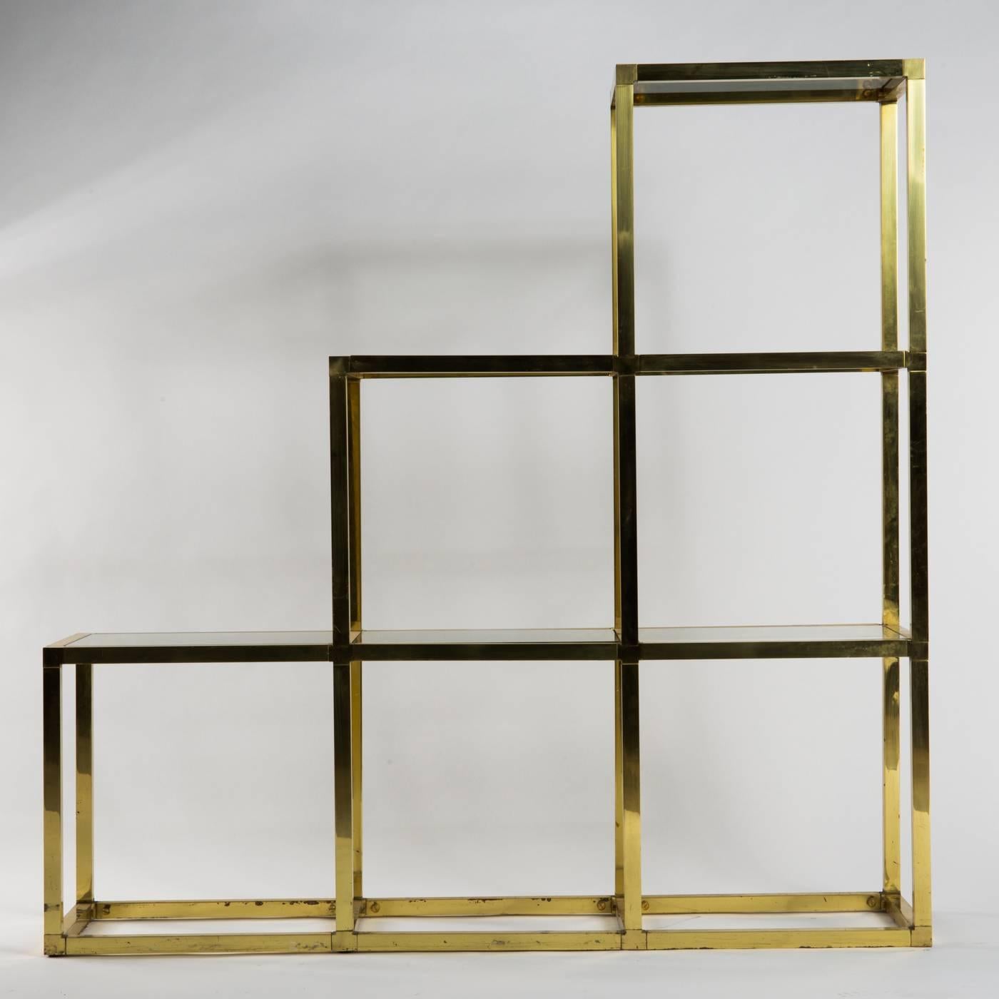 20th Century Italian Modern Brass and Glass Shelves by Romeo Rega