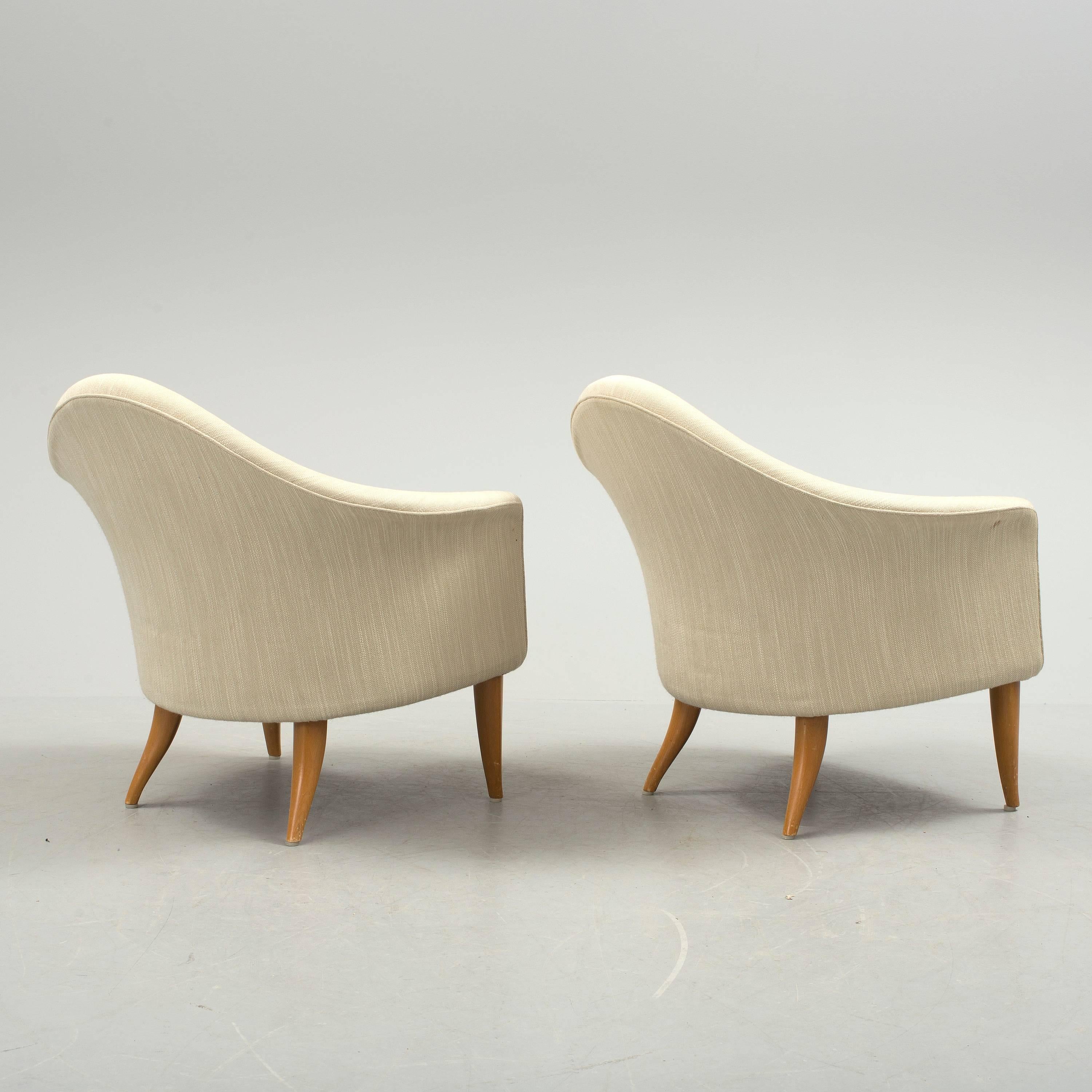 Scandinavian Modern Kerstin Hörlin Holmquist Pair of Little Adam Lounge Chairs