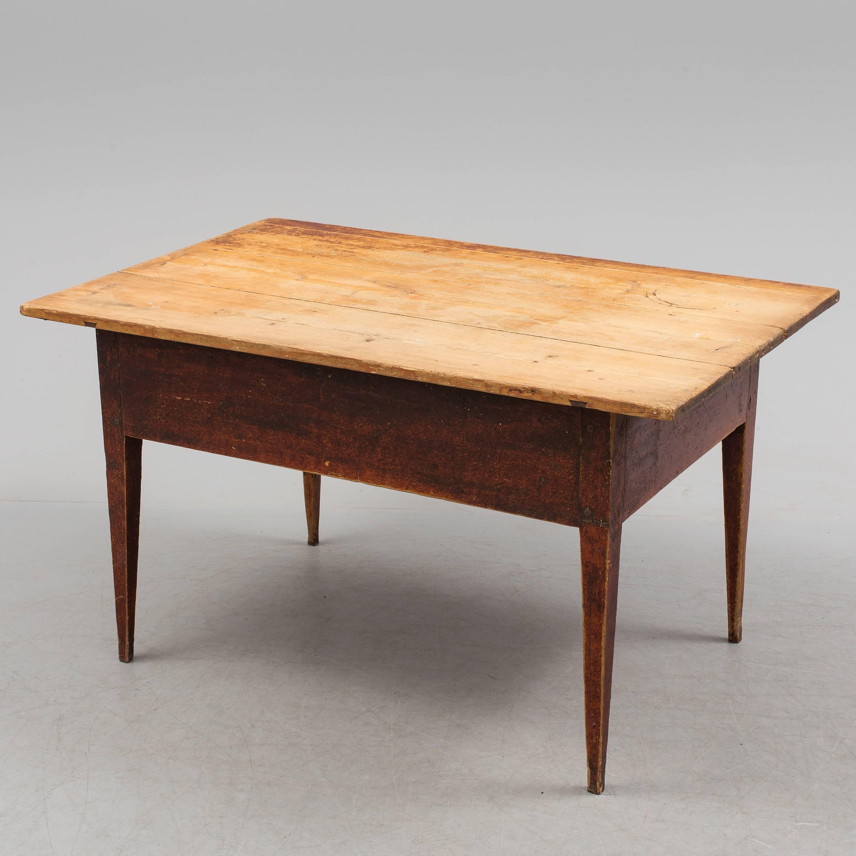 Wood 18th Century Swedish Folk Art Table For Sale