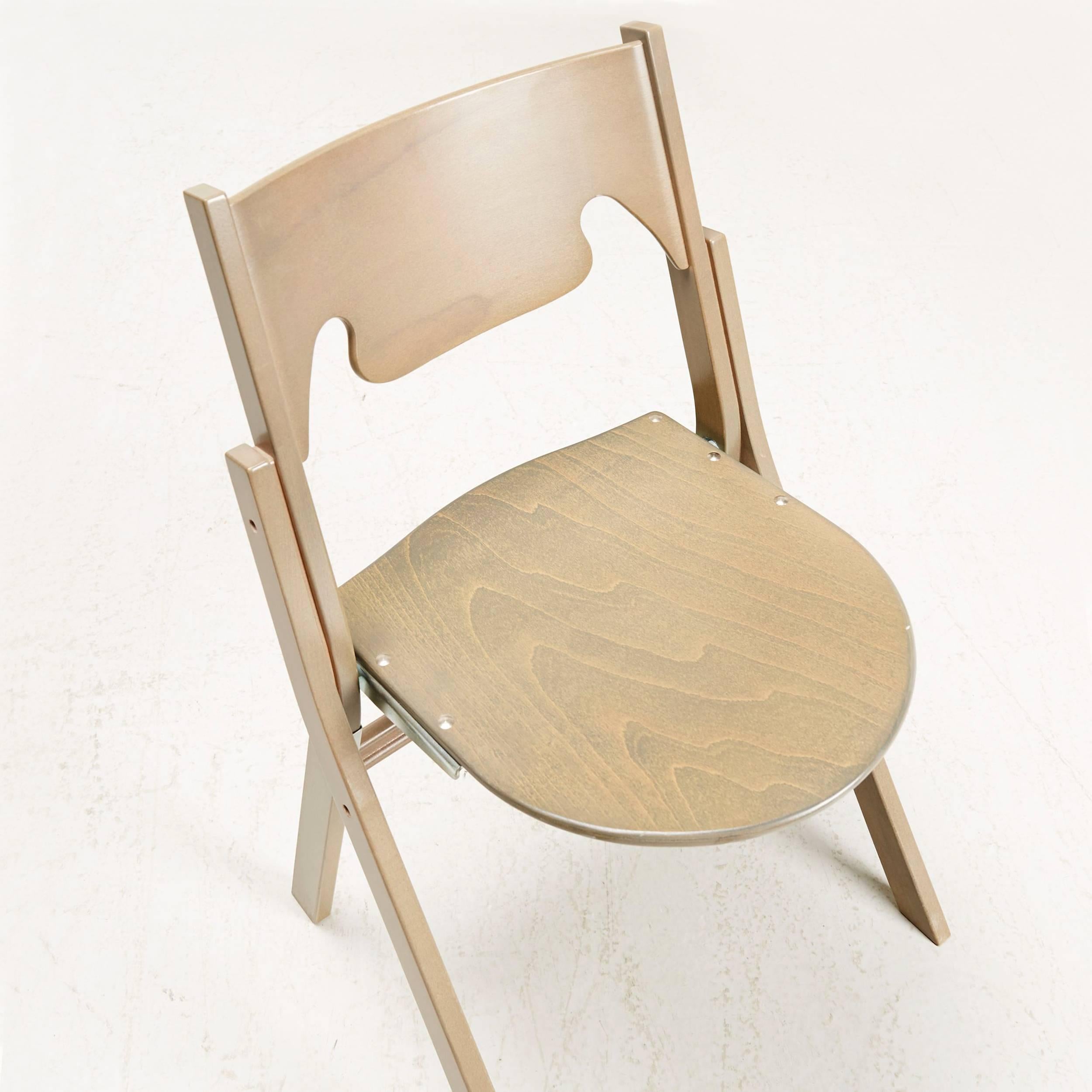 Birch Set of 24 Scandinavian Postmodern Folding Chairs by Swedish Ake Axelsson