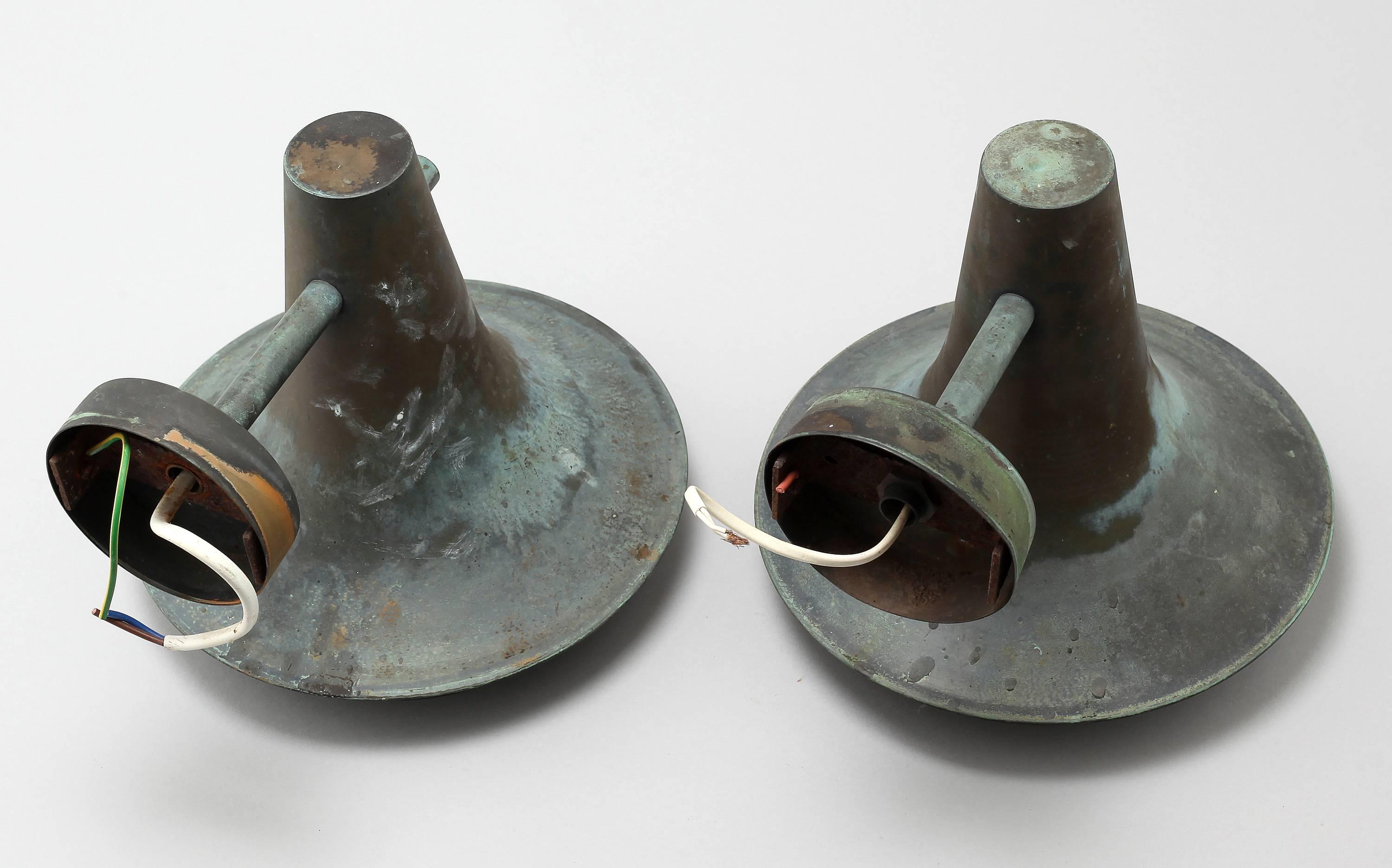 Rare Hans-Agne Jakobsson Outdoor Wall Lamps in Copper In Good Condition In Madrid, ES