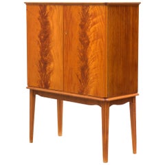 Scandinavian Art Deco Birchwood Flame Cabinet, 1930s