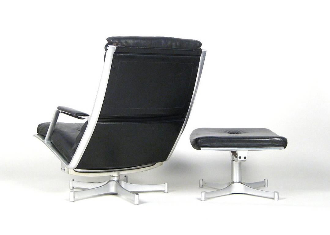 Scandinavian Modern P. Fabricius & J. Kastholm Lounge Chair and Ottoman Model FK 85