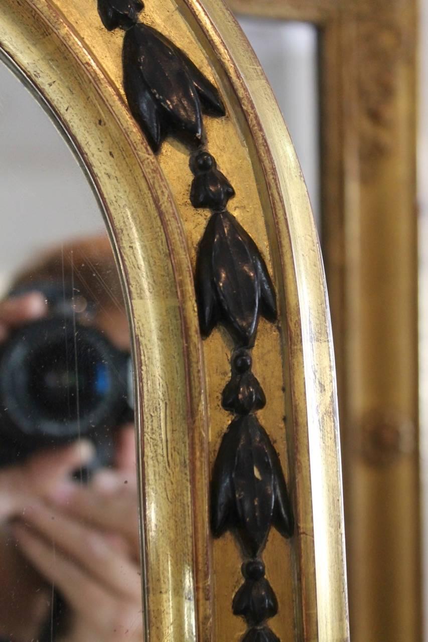 British 19th Century English Giltwood and Ebonized Hall / Dressing Mirror