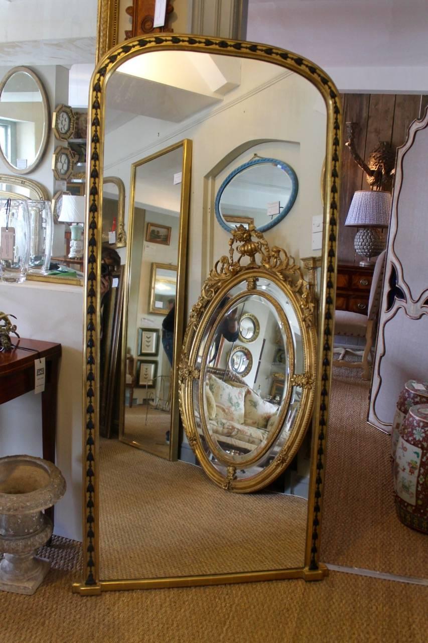 19th Century English Giltwood and Ebonized Hall / Dressing Mirror 1