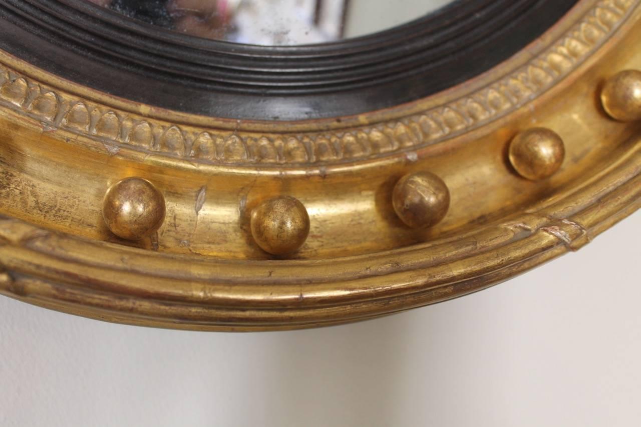 Wood 19th Century English Convex Mirror