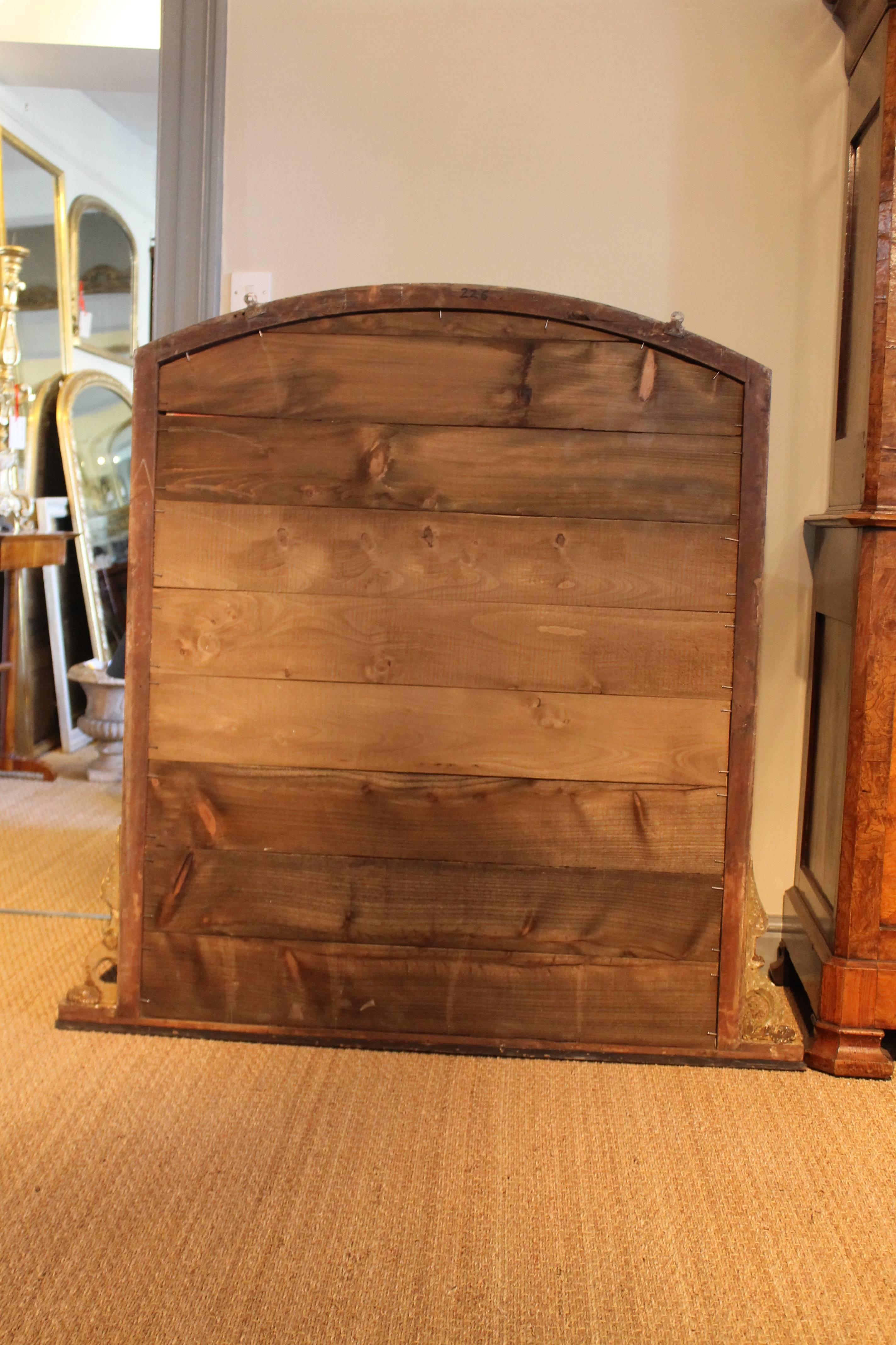 Wood 19th Century English Arch Topped Overmantel Mirror For Sale