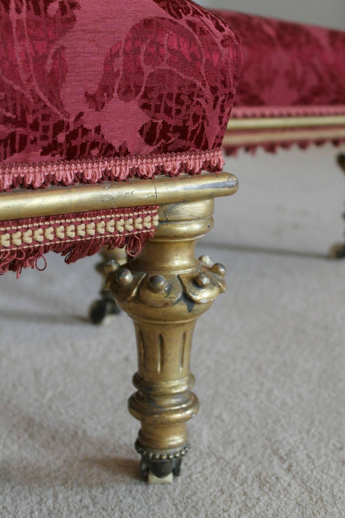 19th Century Pair of Aesthetic Movement Carved Wood and Gilt Chairs In Good Condition For Sale In Chudleigh, Devon