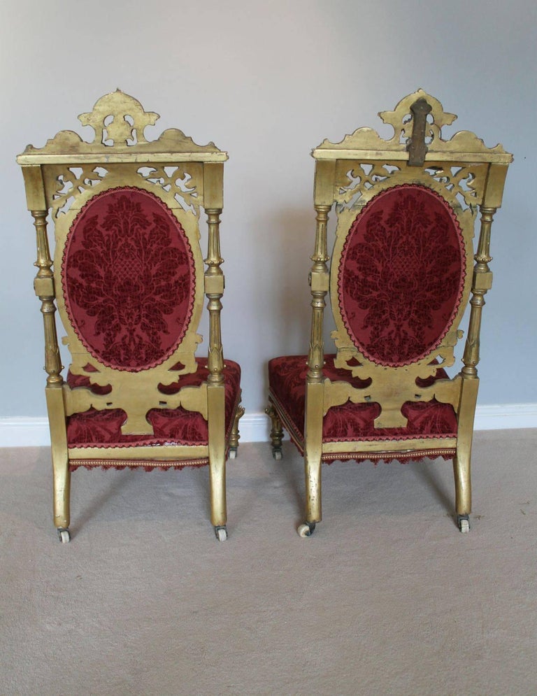 19th Century Pair of Aesthetic Movement Carved Wood and Gilt Chairs For ...