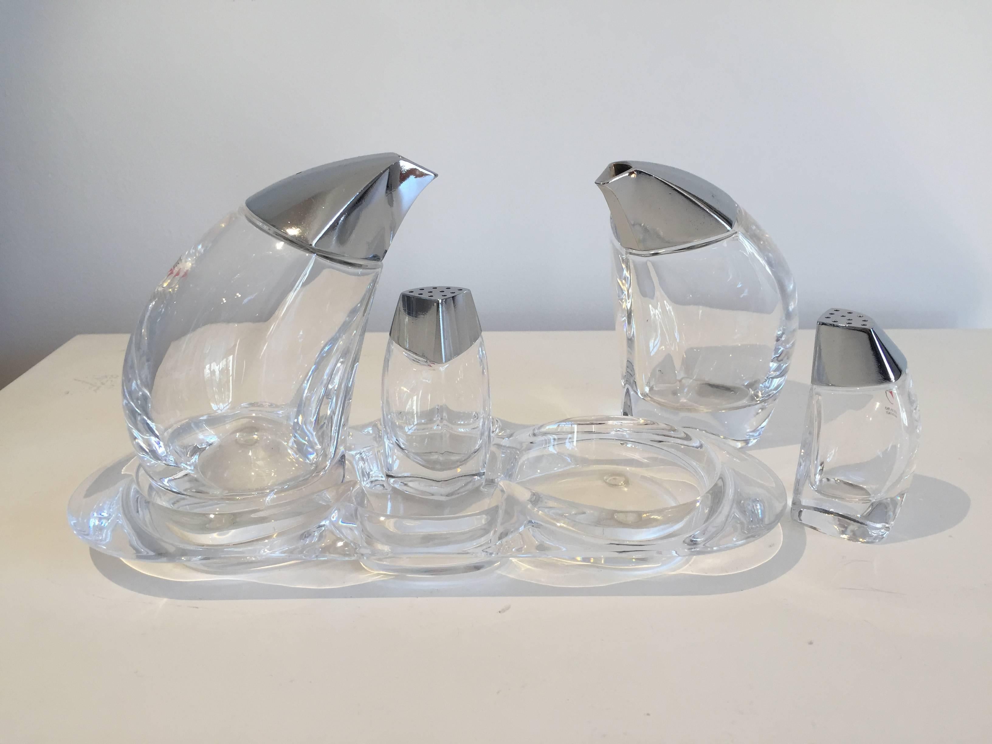 Mid-Century Modern Angelo Mangiarotti Italian Crystal Serveware by Colle Val d'Elsa For Sale
