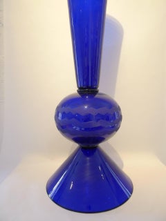 Large Murano Blue Glass Vase by Matteo Thun Rinascimento Collection for Tiffany