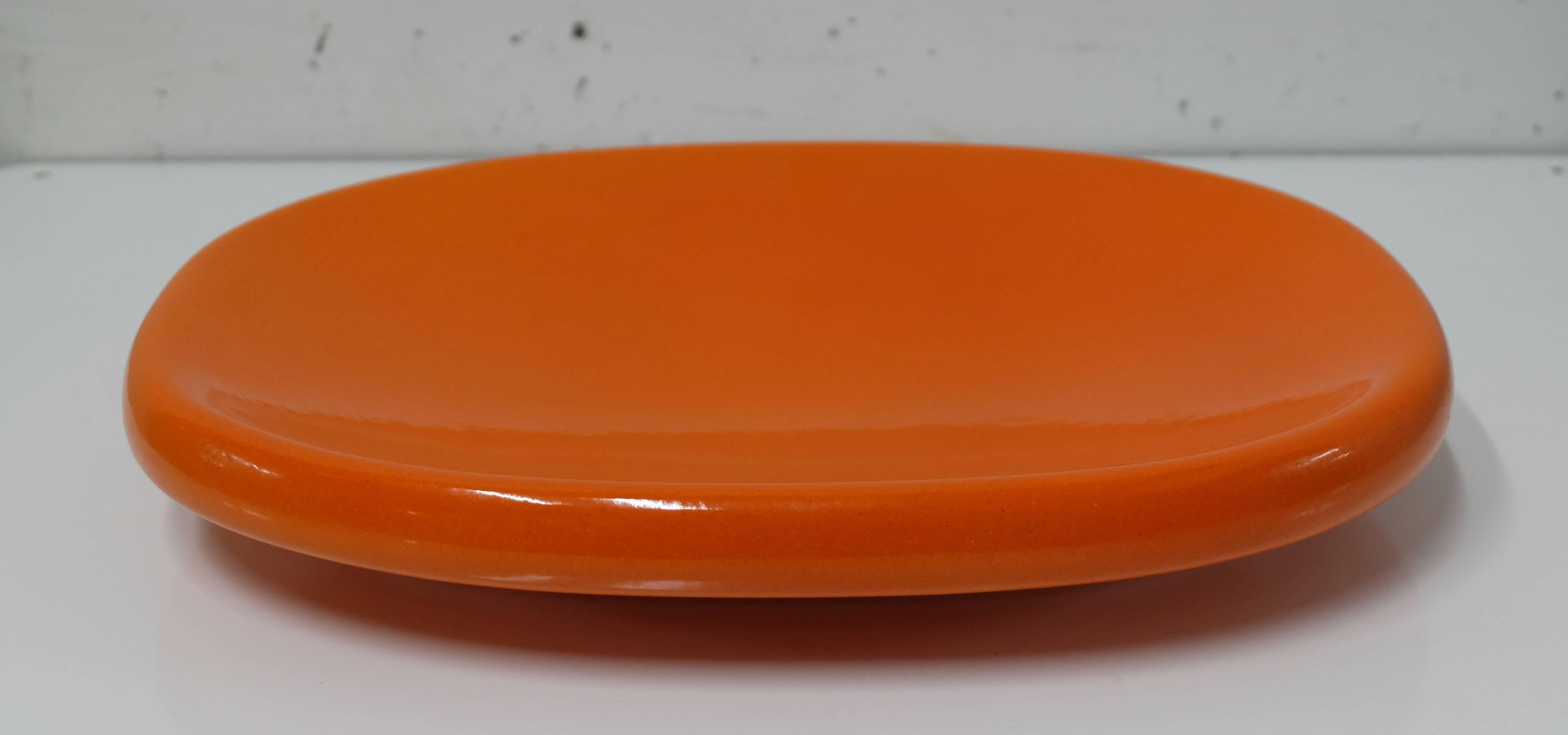 Italian Ovale Orange Dish by Angelo Mangiarotti for Danese Milano, Italy For Sale