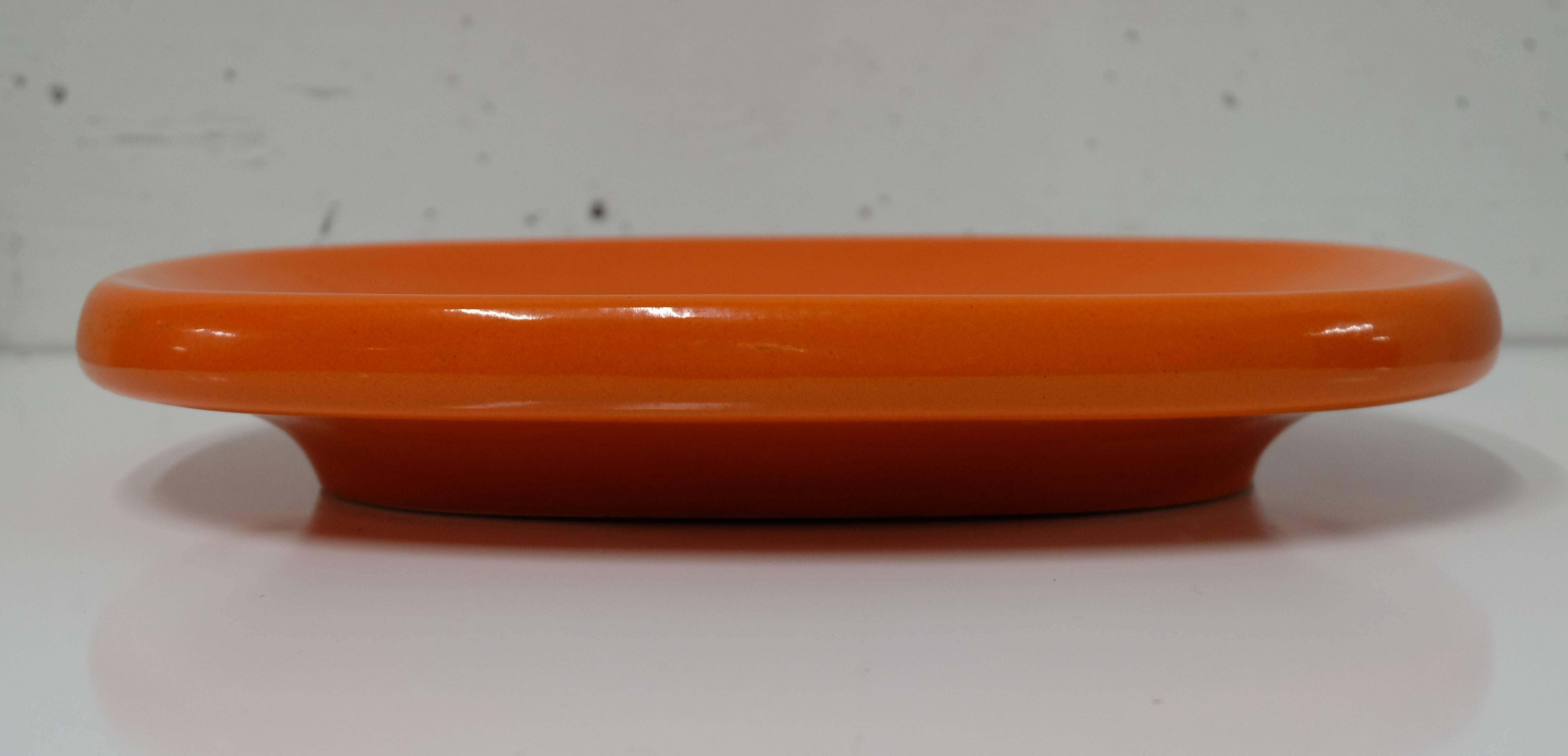 Molded Ovale Orange Dish by Angelo Mangiarotti for Danese Milano, Italy For Sale