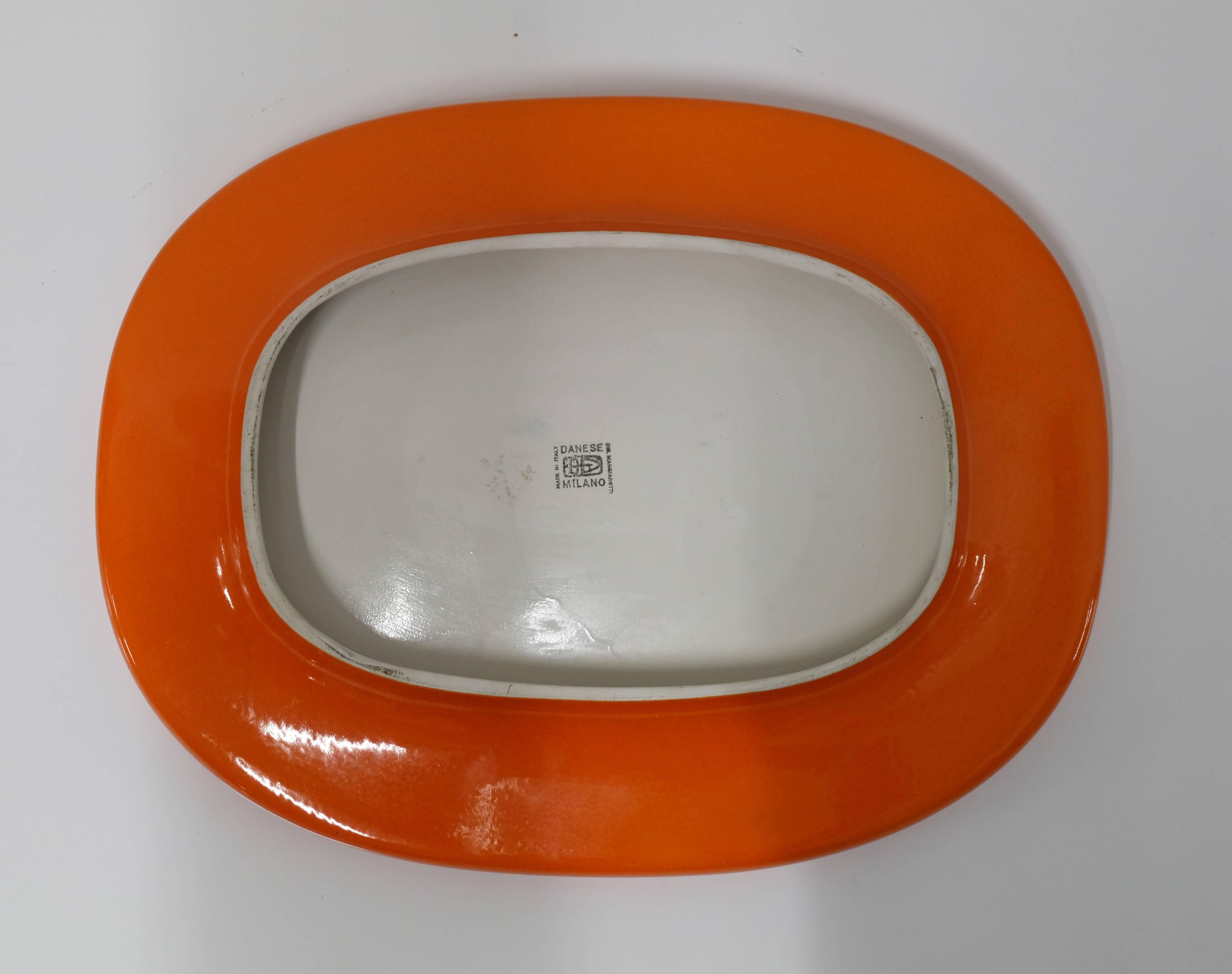 Ovale Orange Dish by Angelo Mangiarotti for Danese Milano, Italy In Good Condition For Sale In Geneva, CH