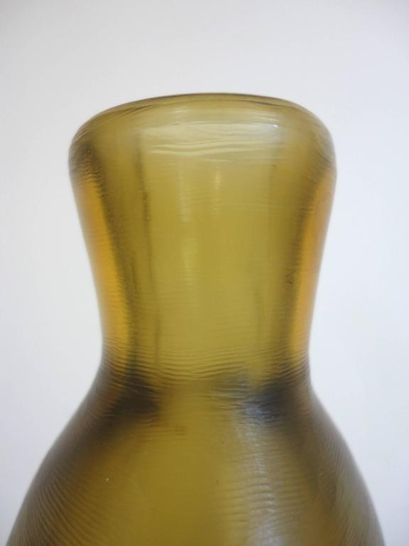 MidCentury Paolo Venini Inciso Glass Bottle Vase, 1950s, Murano, Italy