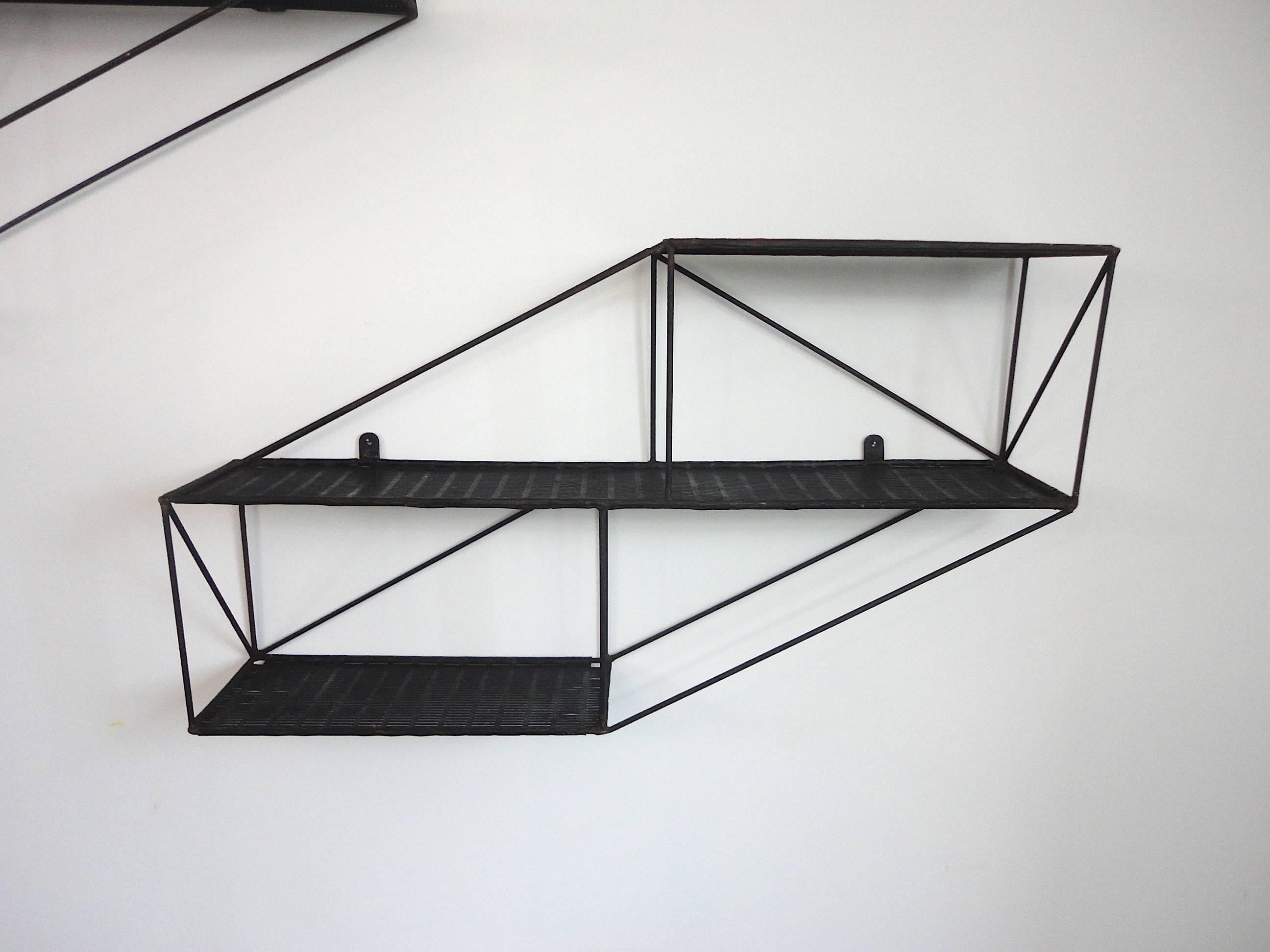 Mid-20th Century Mid-Century French Architectural Wall Shelves in Perforated Metal, 1950s