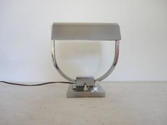 Modernist French Nickeled Brass Desk Lamp, 1930s