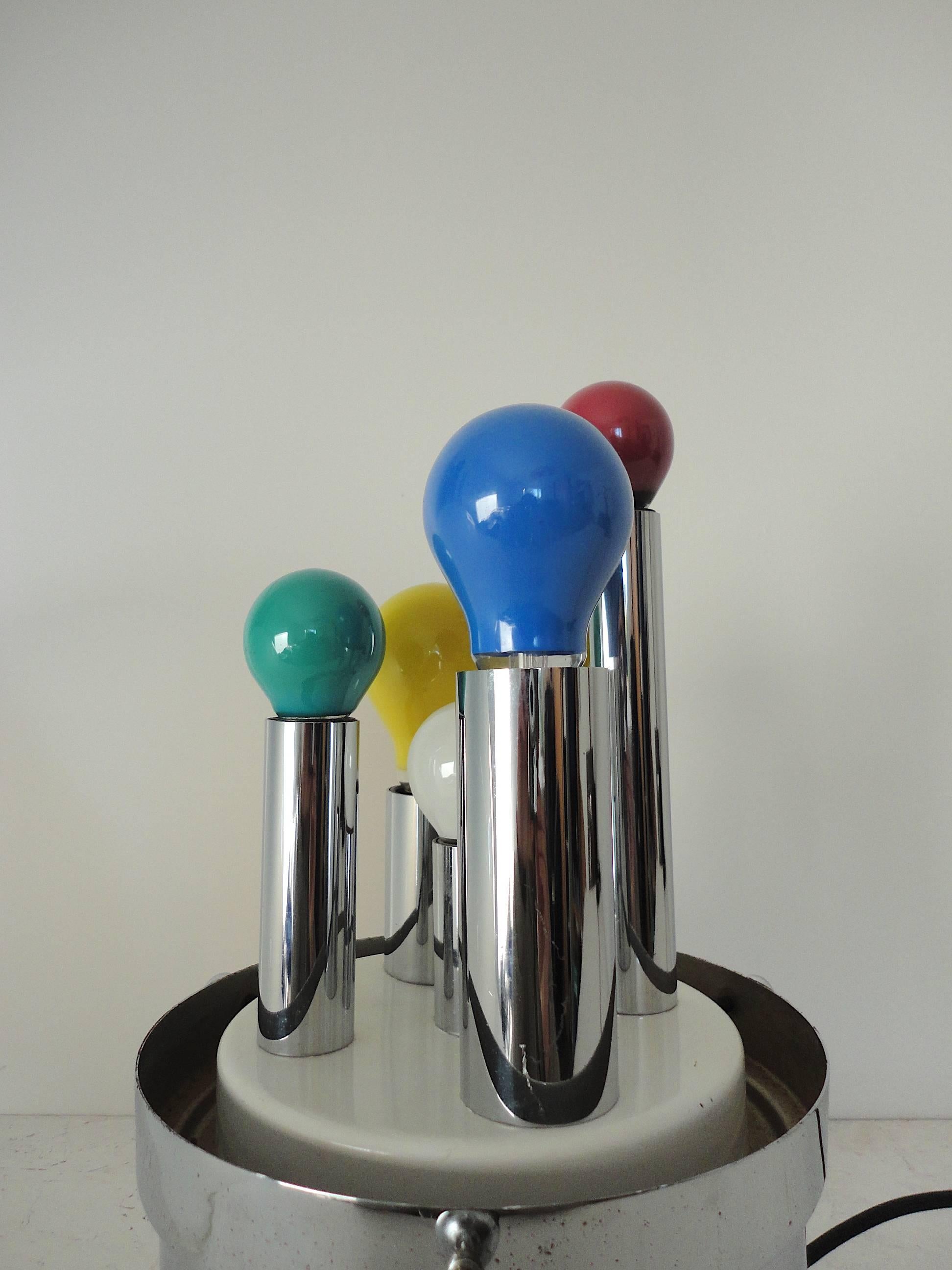 Italian Futurist Sound-Activated Handblown Glass and Chrome Lamp, 1970s 1