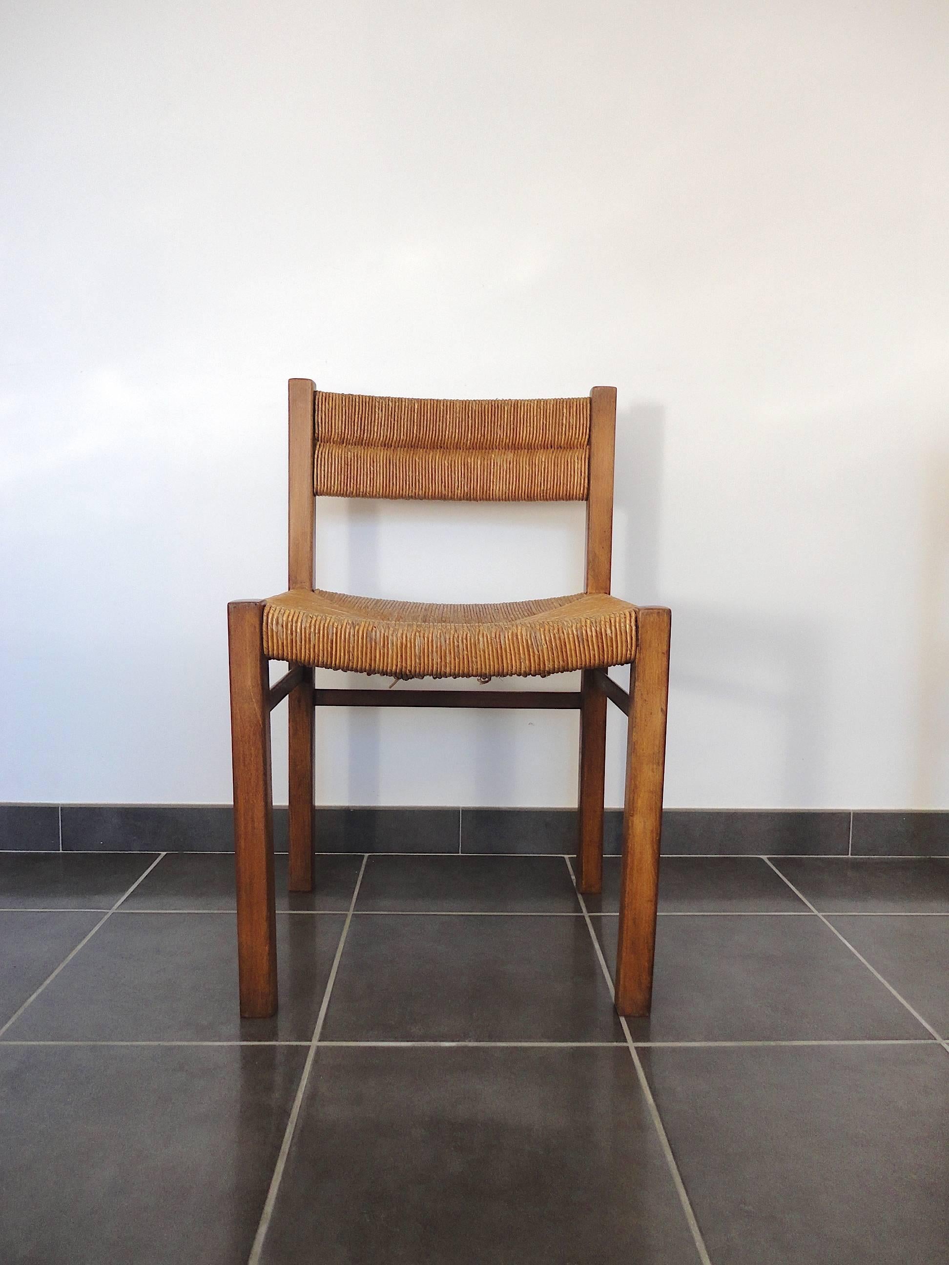 Documented French Rush Dining Chairs by Pierre Gautier-Delaye, 1954, Set of Four 2