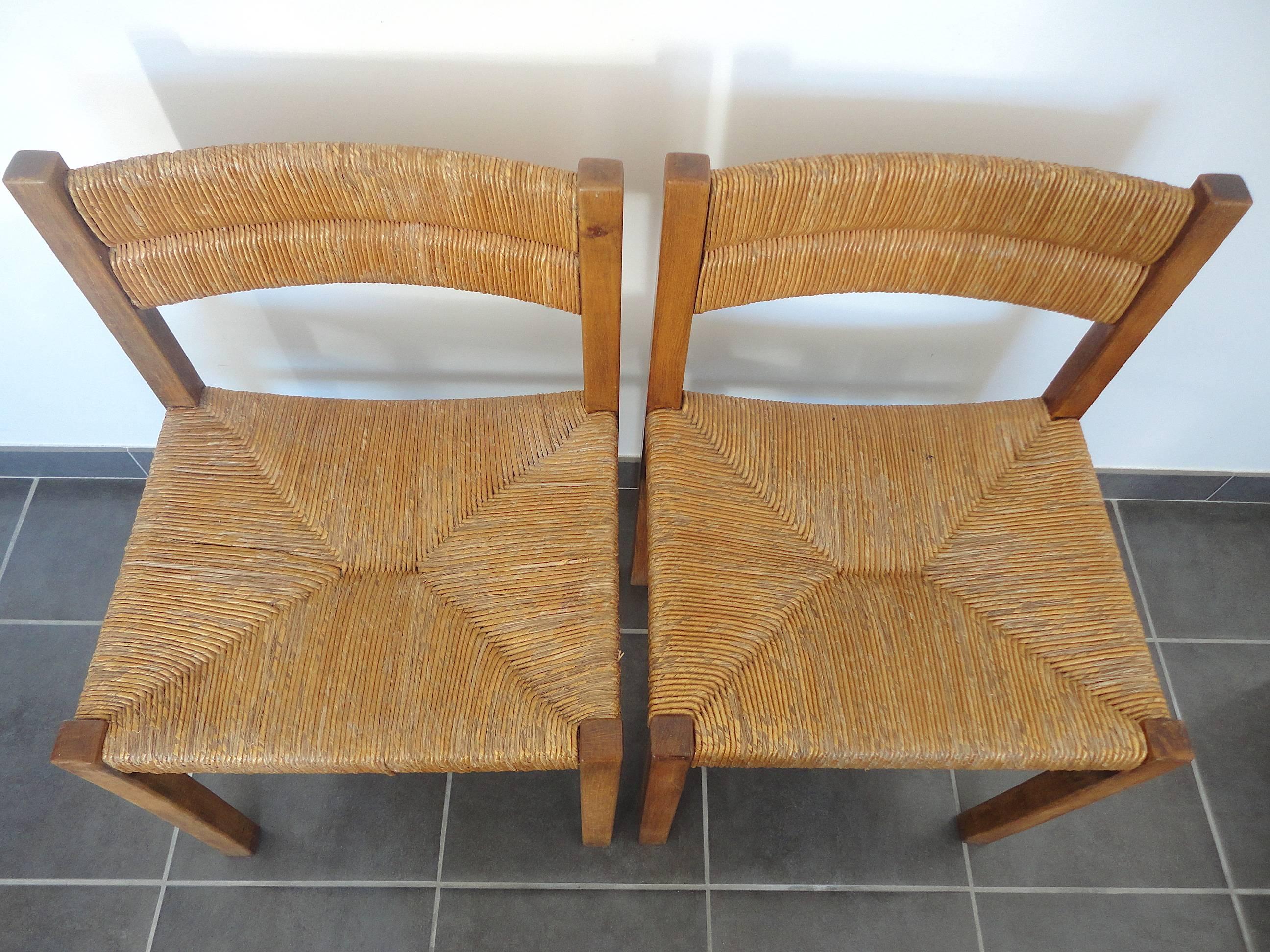 Documented French Rush Dining Chairs by Pierre Gautier-Delaye, 1954, Set of Four 3