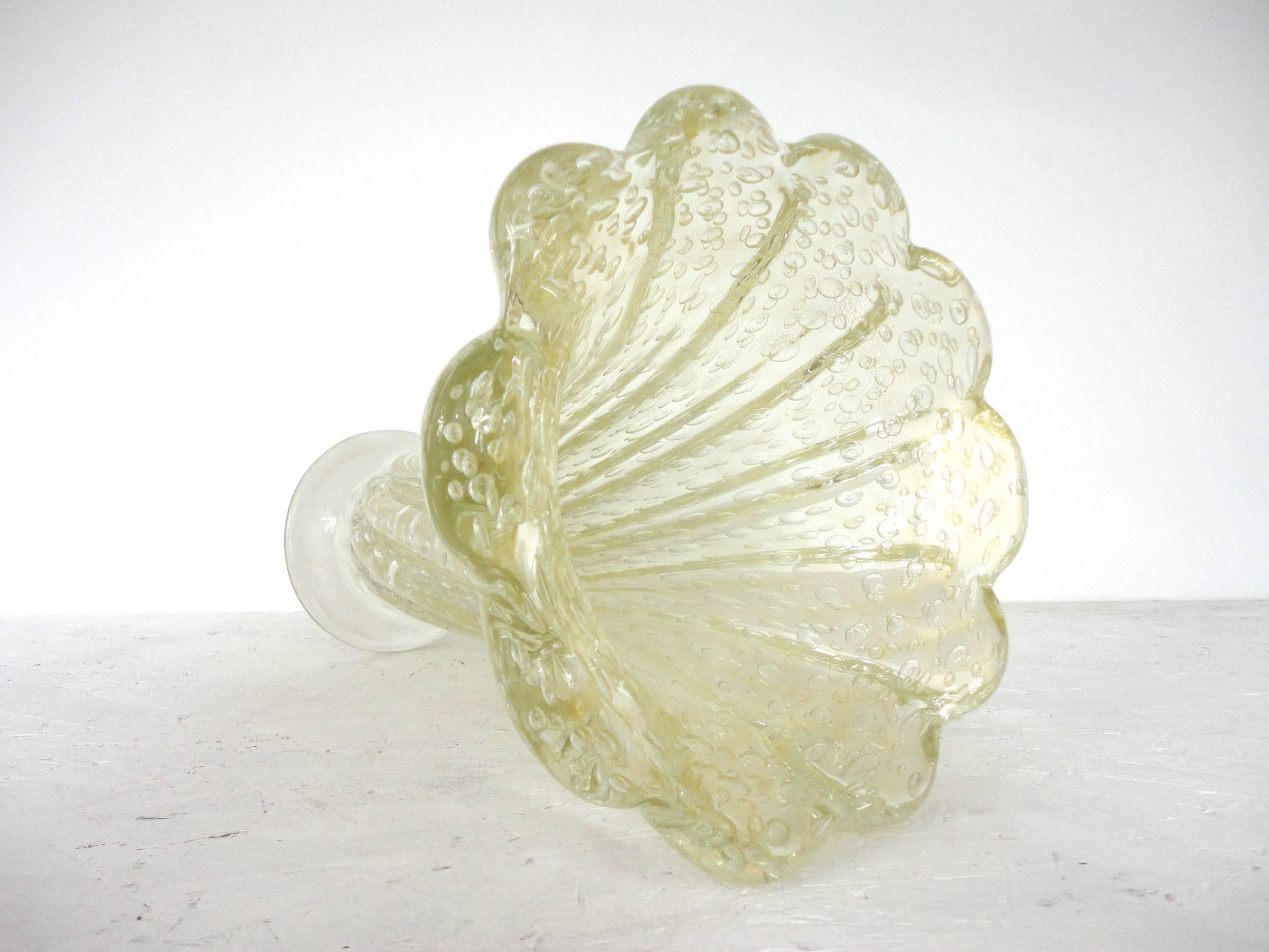Mid-Century Modern Large Mid-Century Barovier & Toso Cordonato D'oro Glass Vase, Murano, 1950s