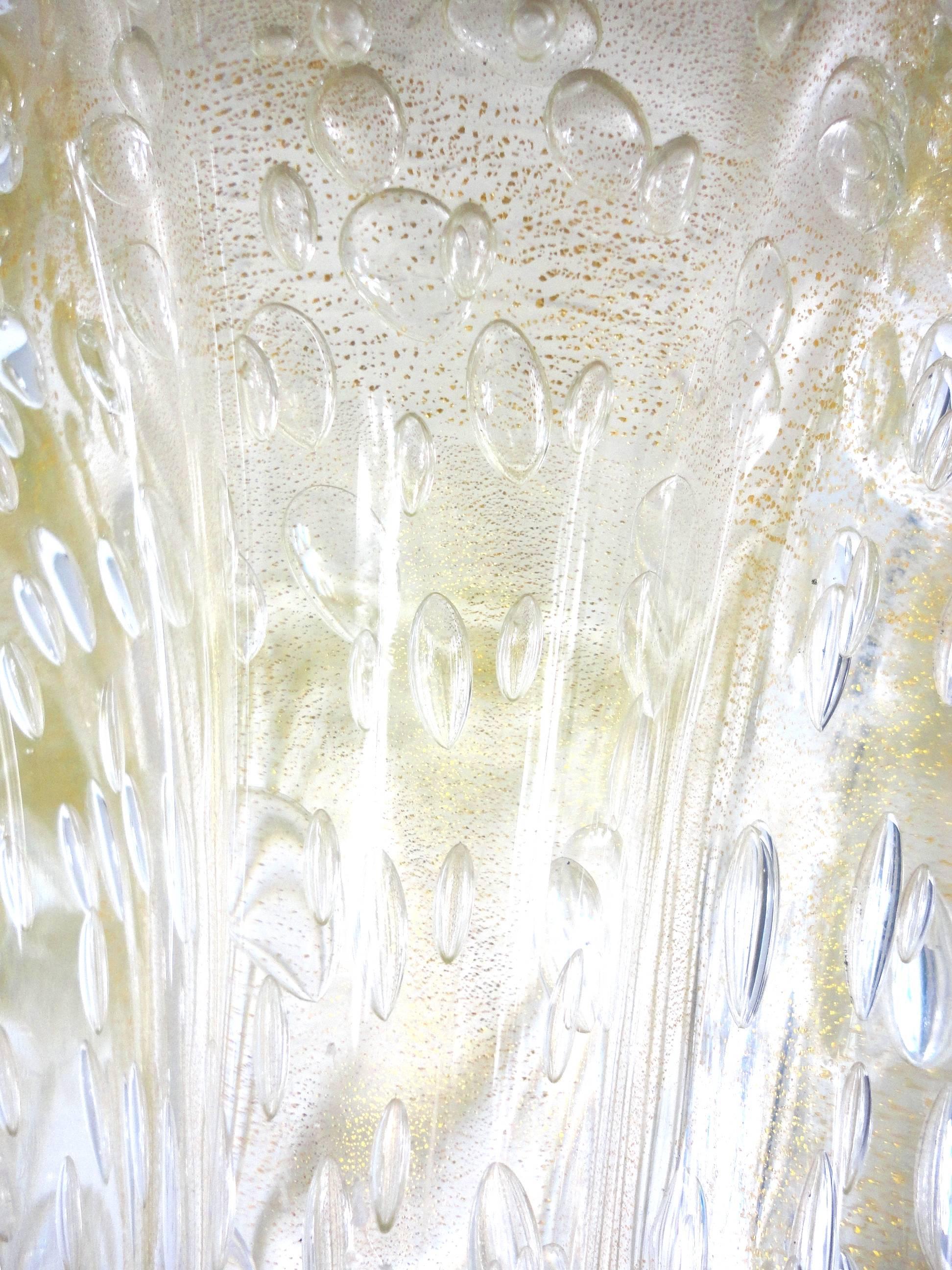 Italian Large Mid-Century Barovier & Toso Cordonato D'oro Glass Vase, Murano, 1950s