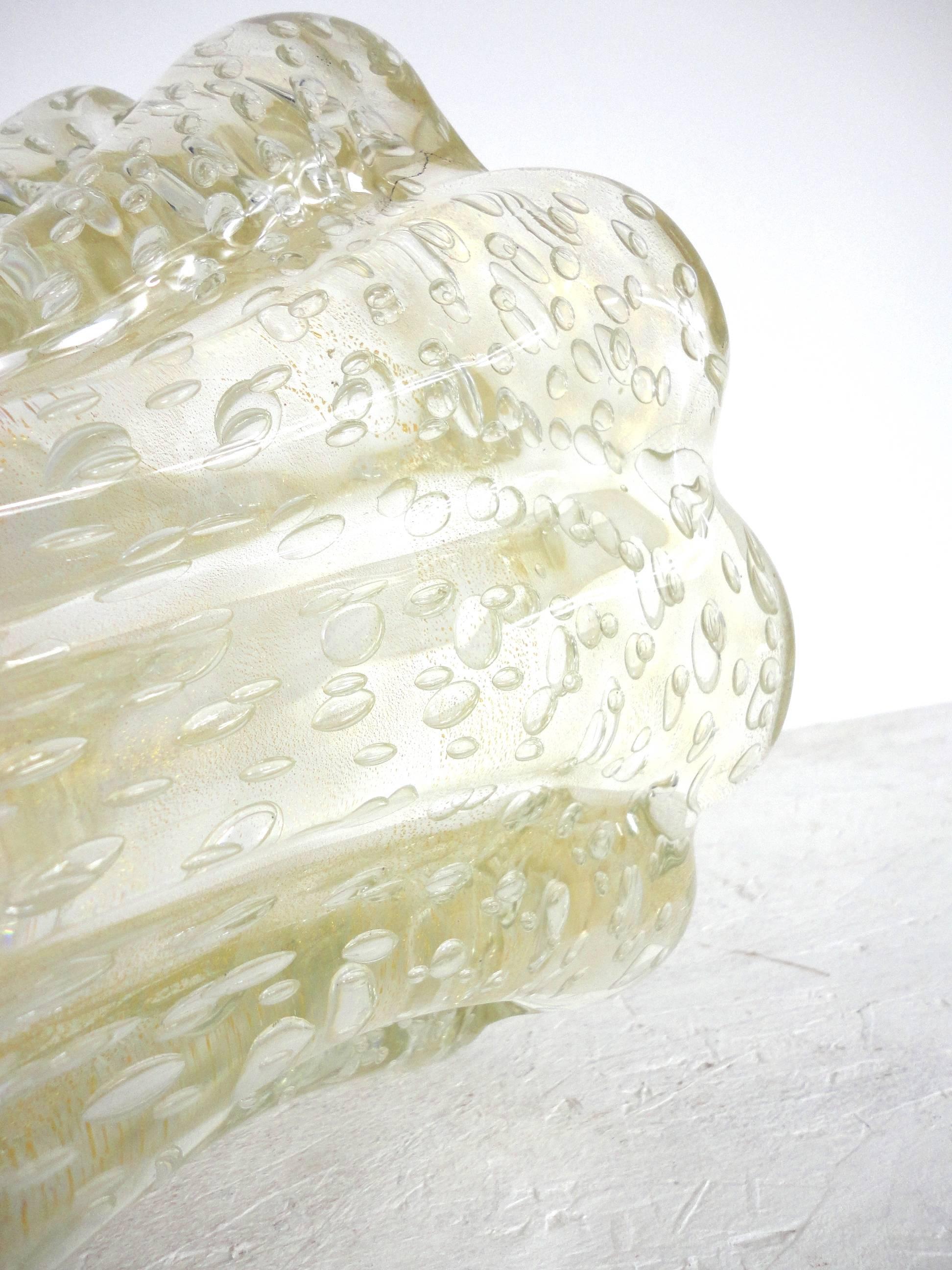 Large Mid-Century Barovier & Toso Cordonato D'oro Glass Vase, Murano, 1950s In Excellent Condition In La Teste De Buch, FR