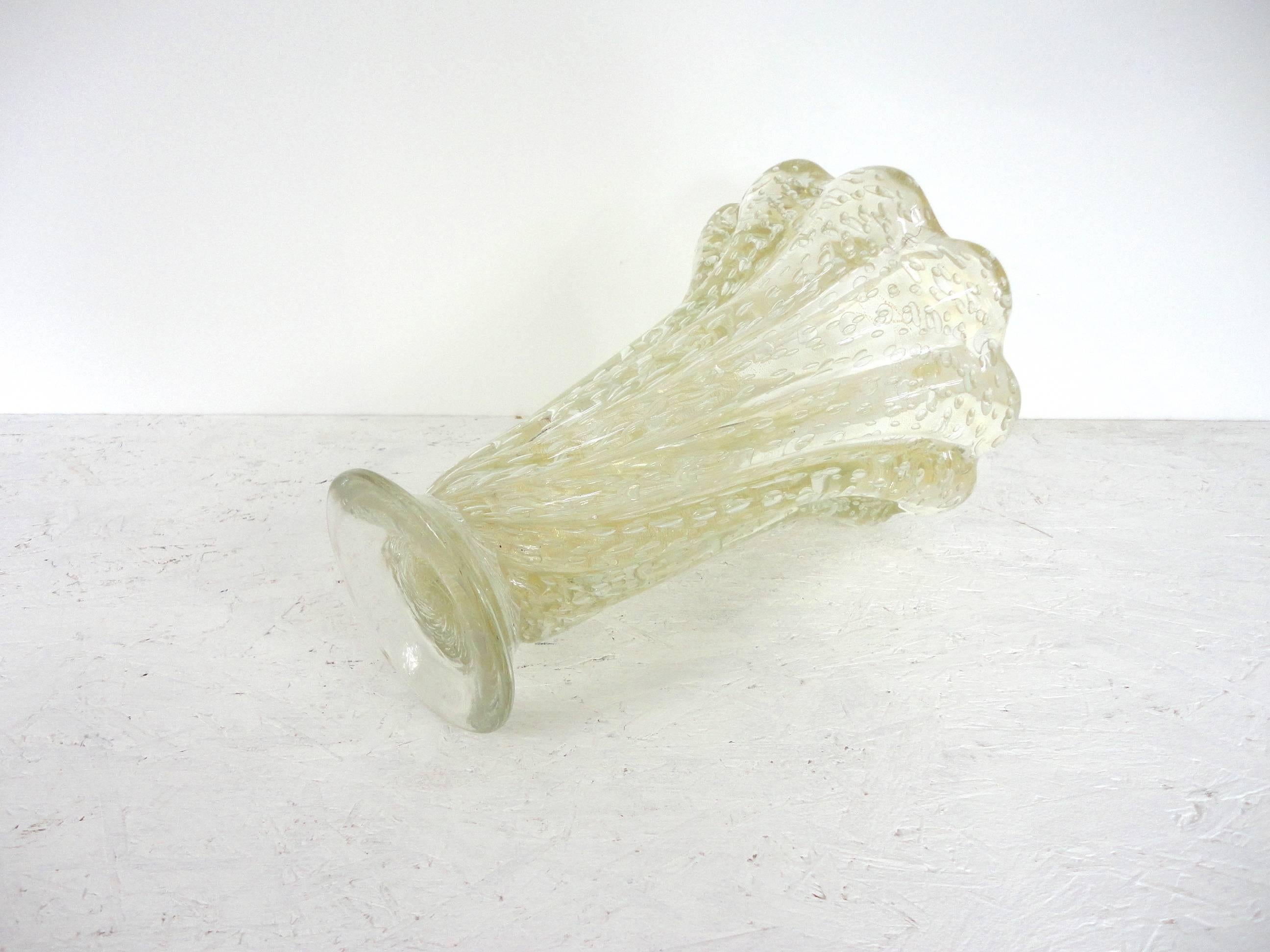 Large Mid-Century Barovier & Toso Cordonato D'oro Glass Vase, Murano, 1950s 2