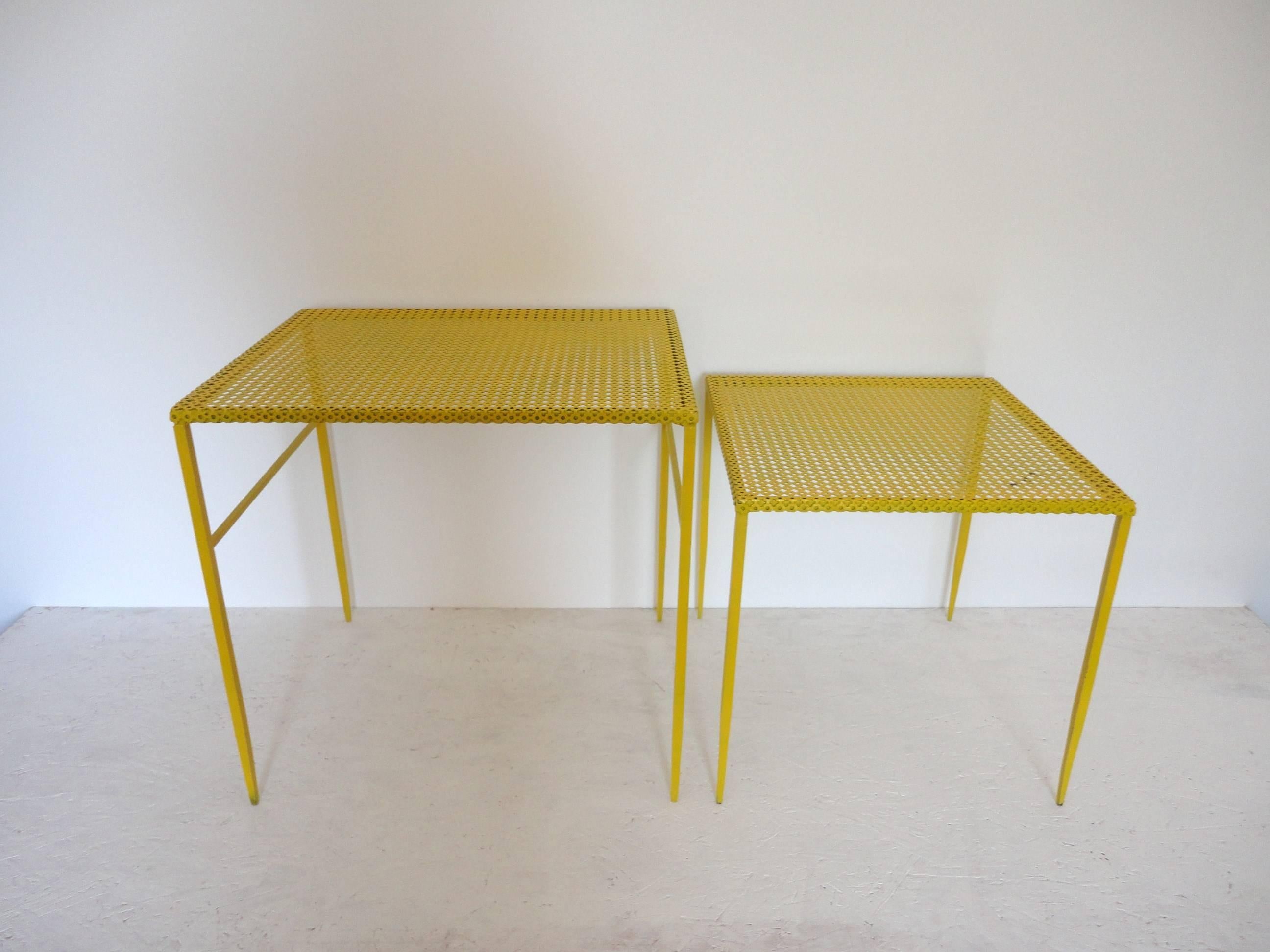 Mid-Century Modern Documented Nesting Tables by Mathieu Mategot France, 1950s