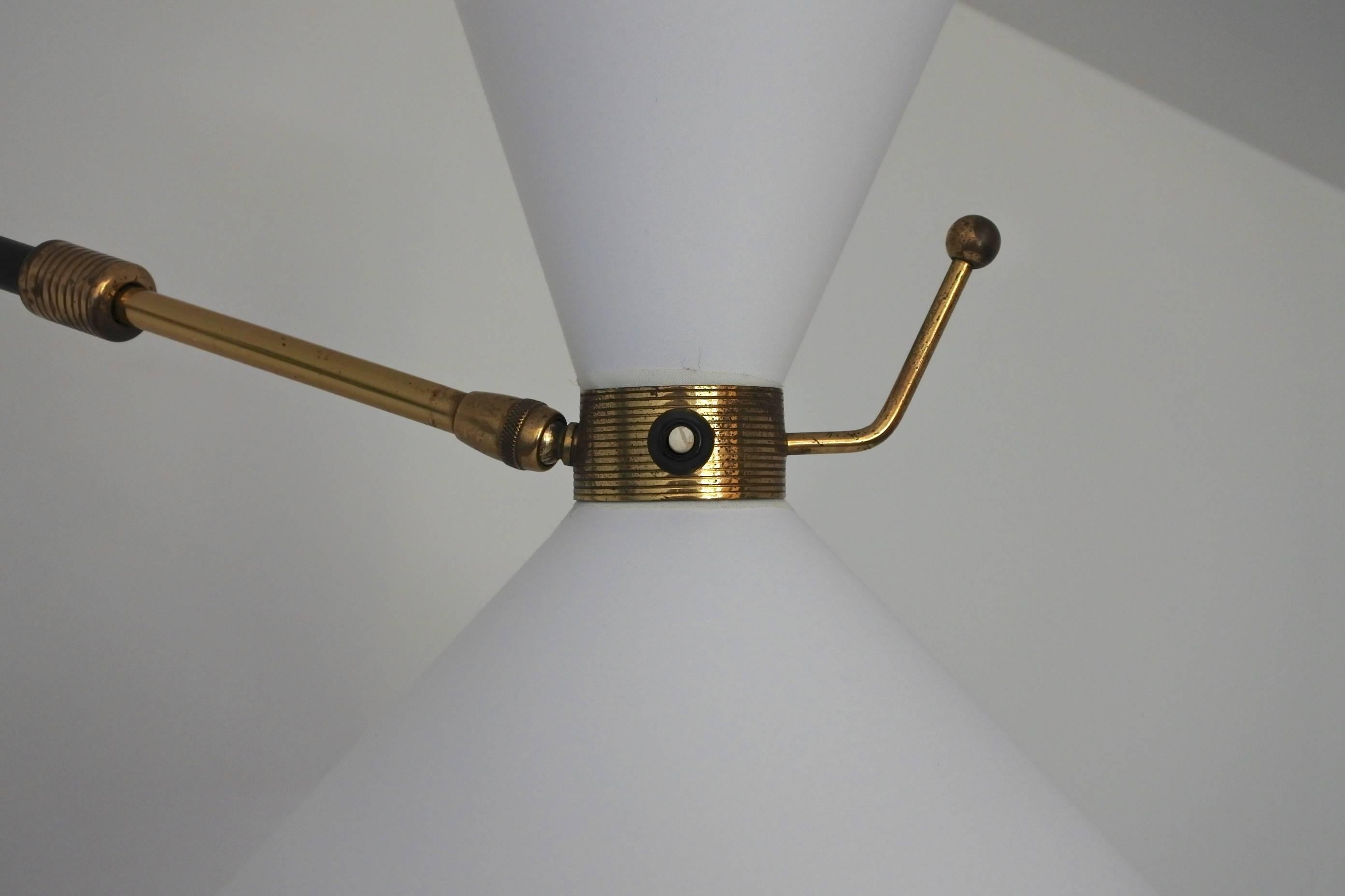 Arlus Swing Arm Wall Lamp, Brass and Lacquered Metal, Mid-Century, France, 1950s 1