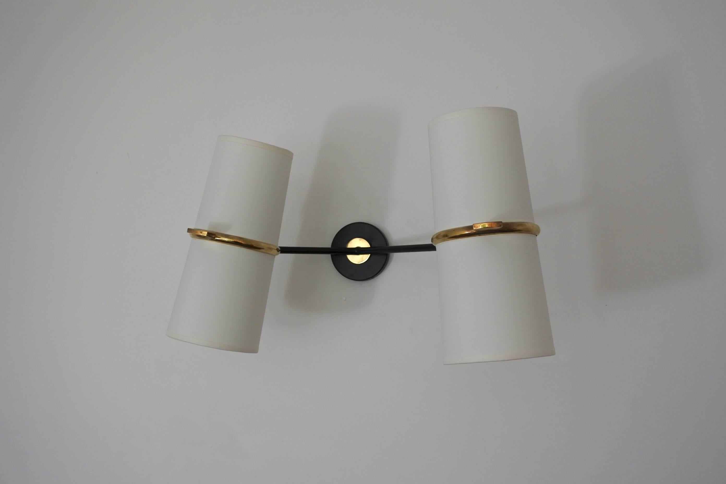 French Midcentury Asymmetrical Wall Lamp by Lunel, France, 1950s
