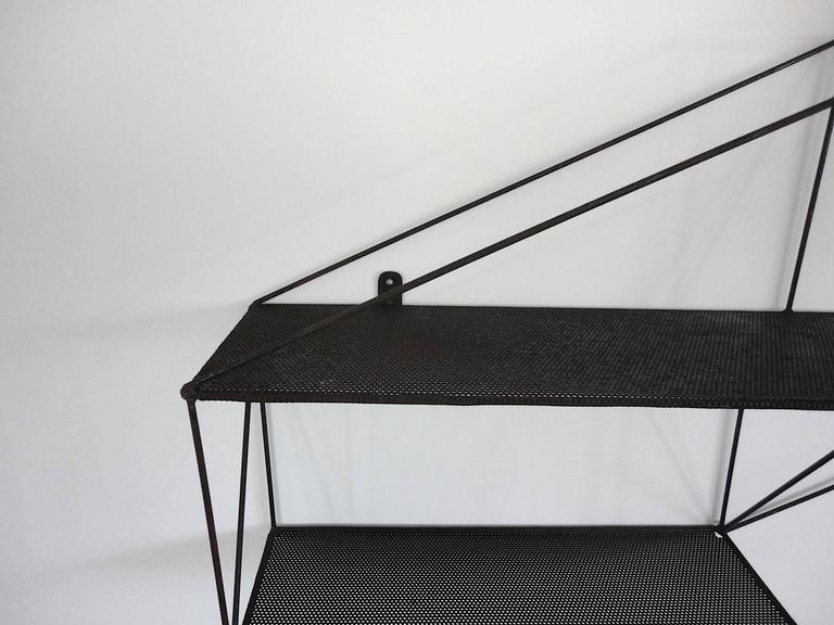 MidCentury French Architectural Wall Shelves in Perforated Metal