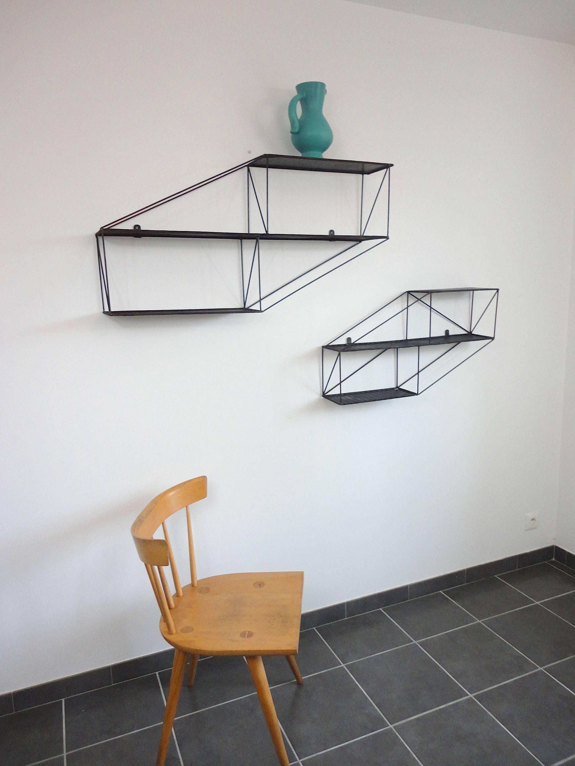 Mid-Century French Architectural Wall Shelves in Perforated Metal, 1950s 3