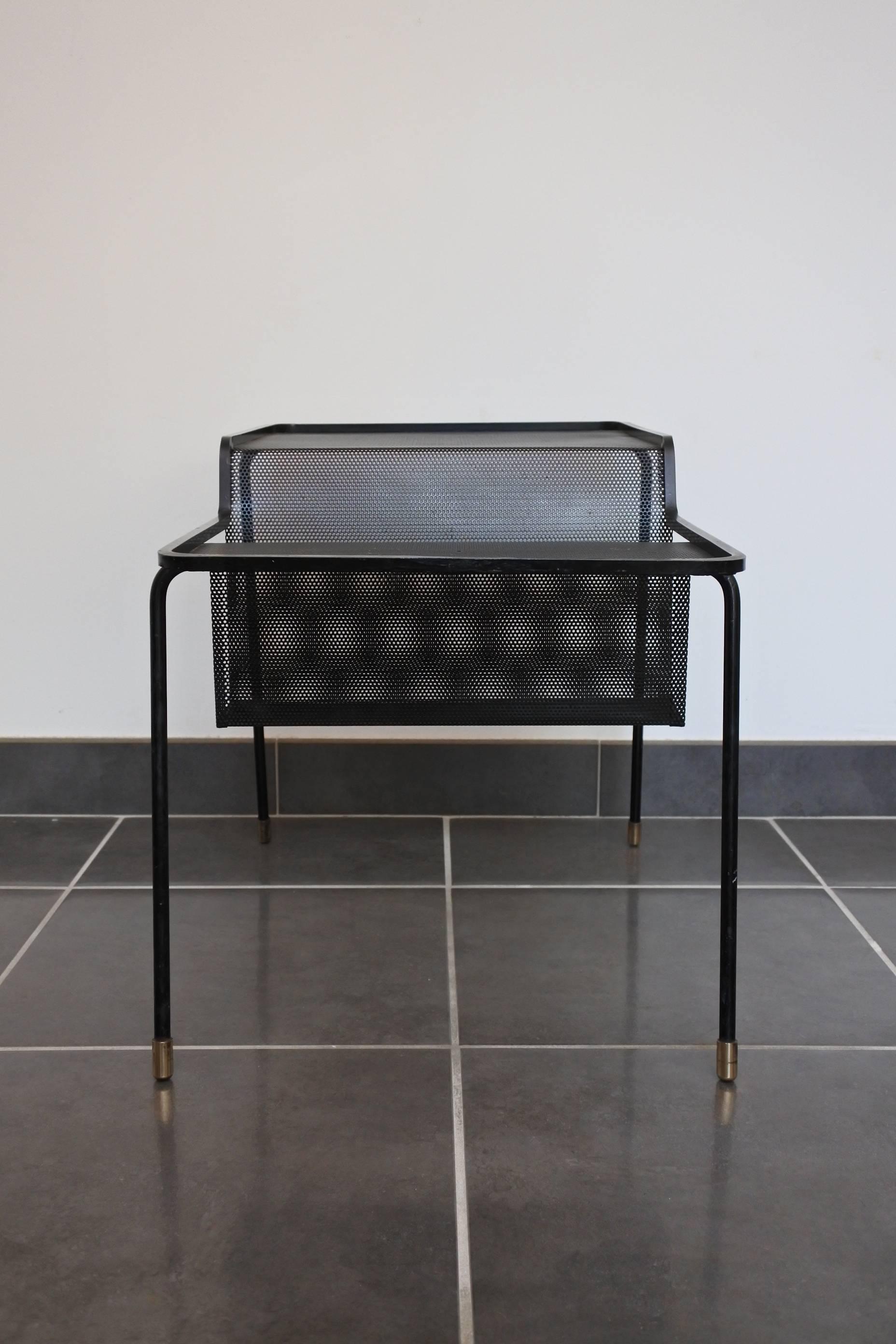 Mathieu Mategot Java Side Table, Magazine Rack, Perforated Metal, France, 1950s In Excellent Condition In La Teste De Buch, FR