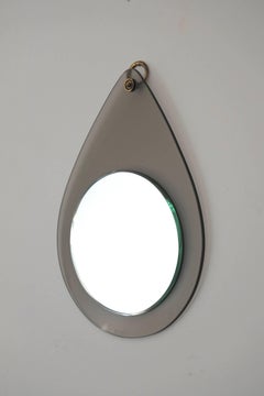 Free Form Glass and Brass Mirror in the Manner of Fontana Arte, Italy, 1960s