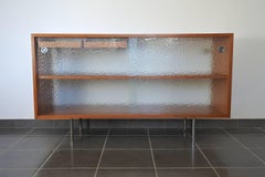 Midcentury Architect's Sideboard Wood Sliding Glass Doors, Room Divider, 1950s